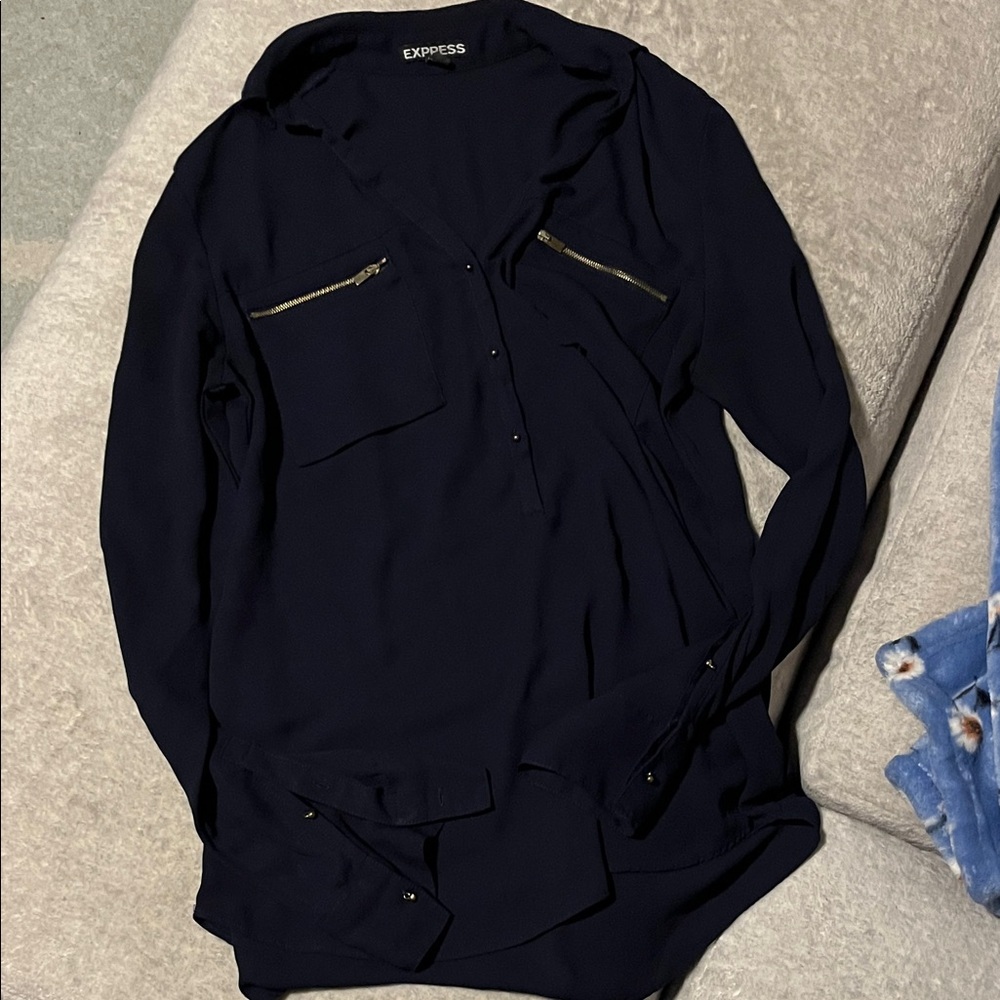 Express Women's Navy Button Down Shirt
